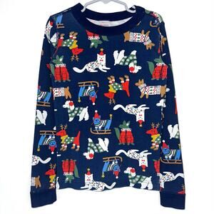 Hanna Andersson Bundled Up Pups Dog Print Long John Holiday Pajama Top Size 8